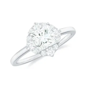 1.25 CT Moissanite Princess Cut Halo Engagement Ring in Gold