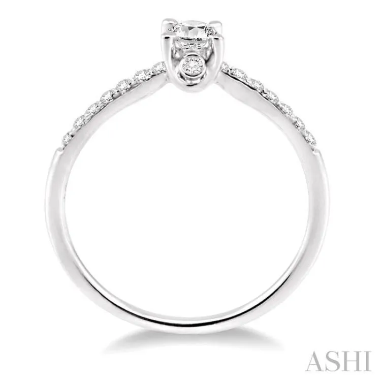 1/3 ctw Diamond Engagement Ring with 1/5 ct Round Cut Center Stone in 14K White Gold