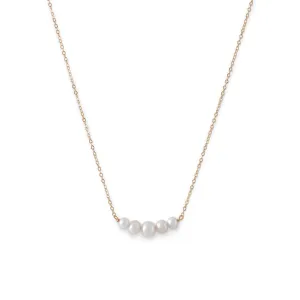 14 Karat Gold Necklace with 5 Cultured Freshwater Pearls
