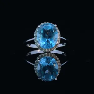 147117 - 2.15 ctw blue topaz and diamond ring