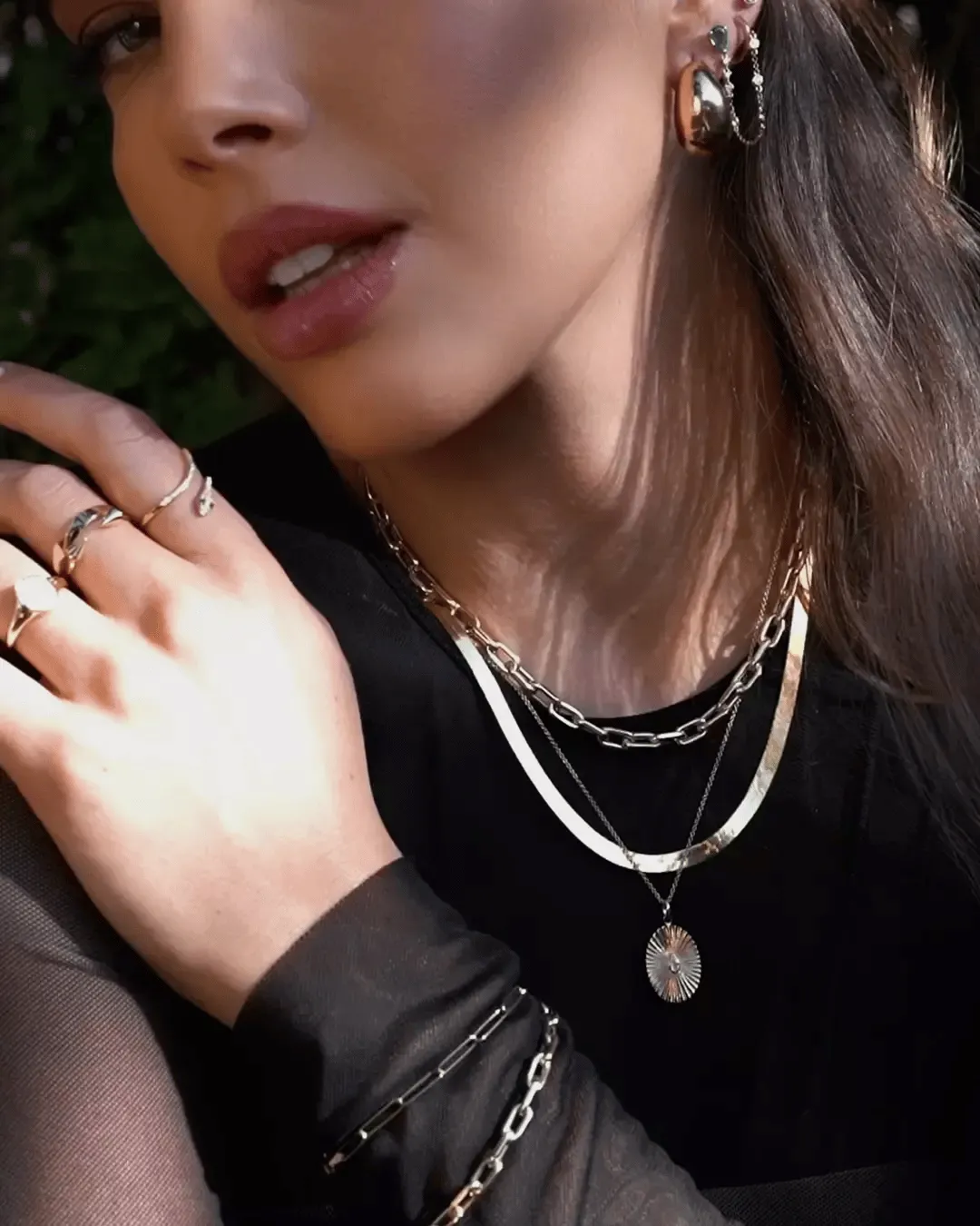 14k Gold Large Herringbone Necklace