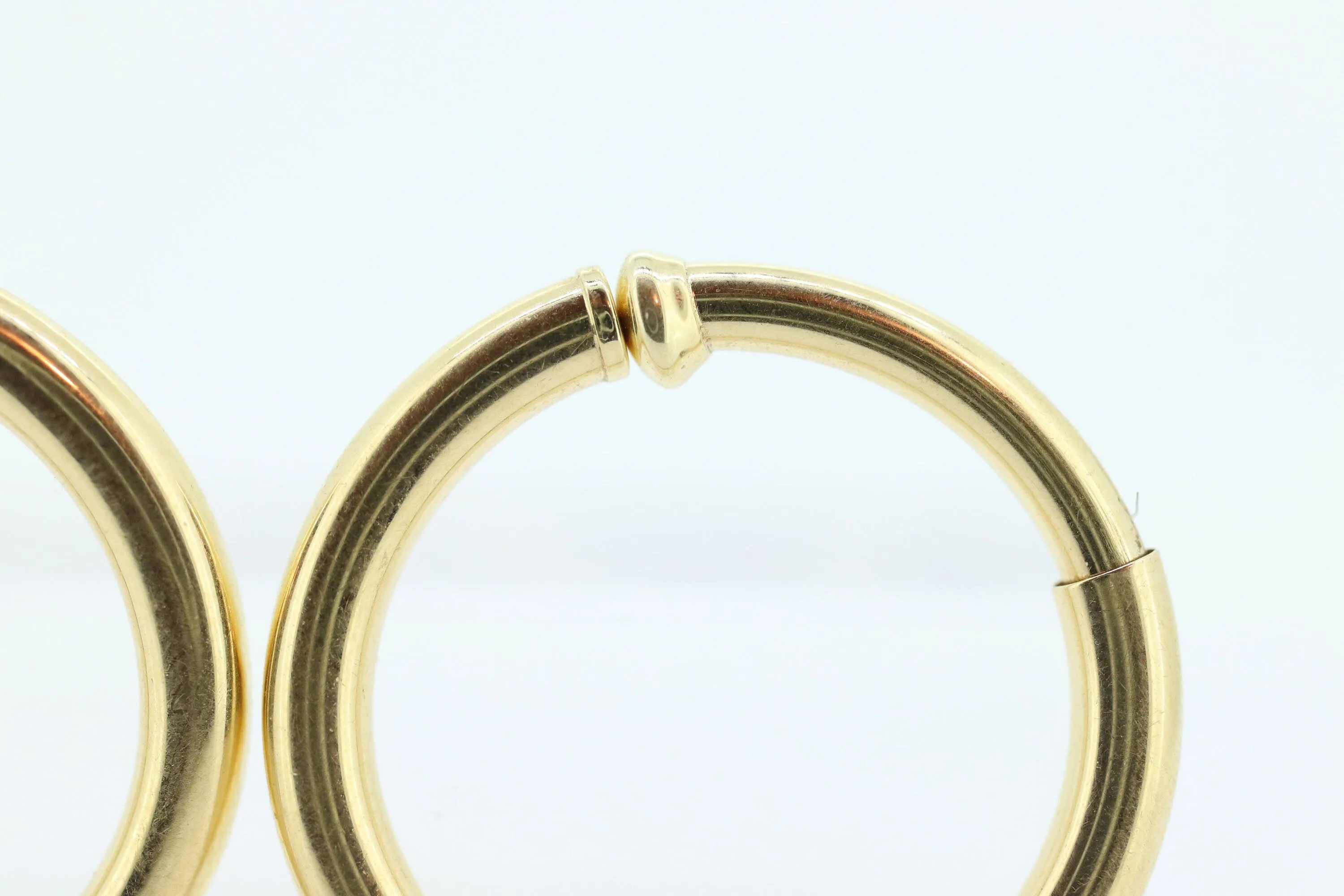 14k Gold Puffed Hollow HOOP Clip On Earrings. Large HOOP earrings Spring Hoops for Unpierced Ears. Wide Hoops. st75