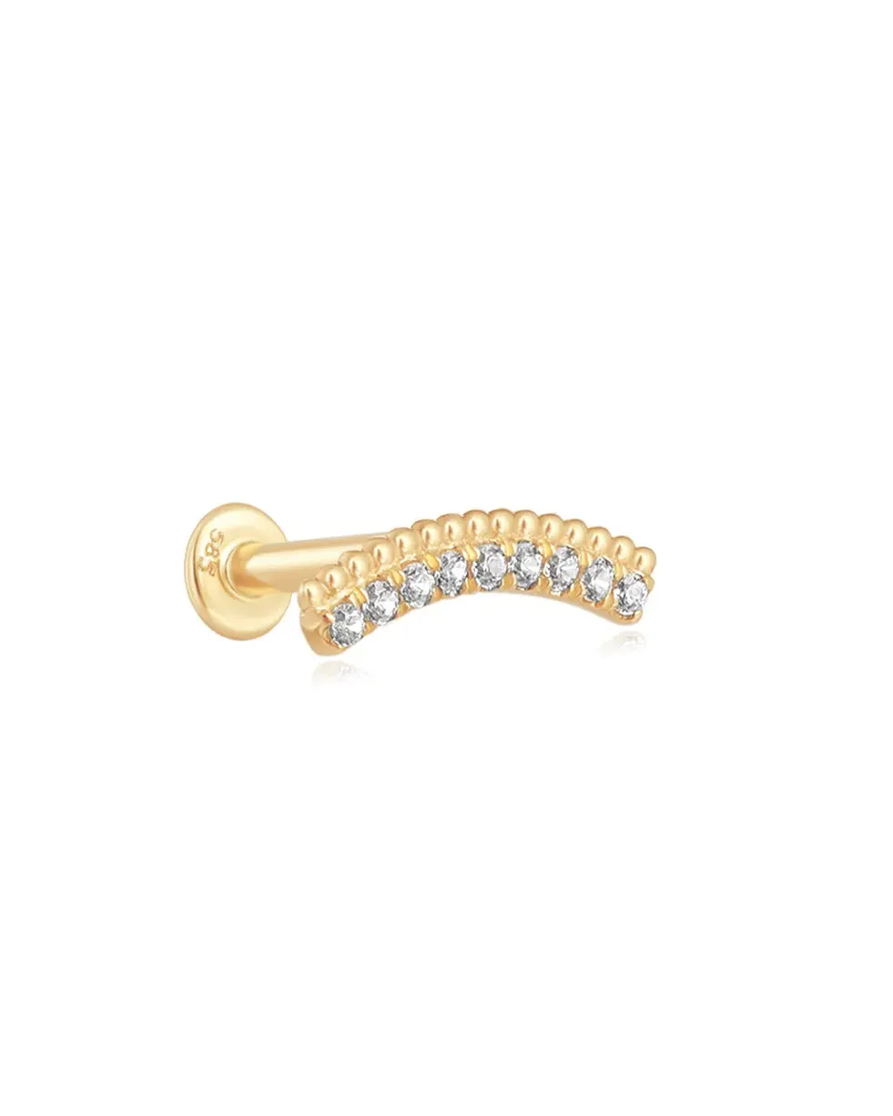 14K Gold Simple Diamond Flat Back Earring