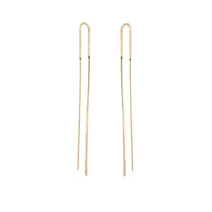 14k Hammered Wire Threader Earrings