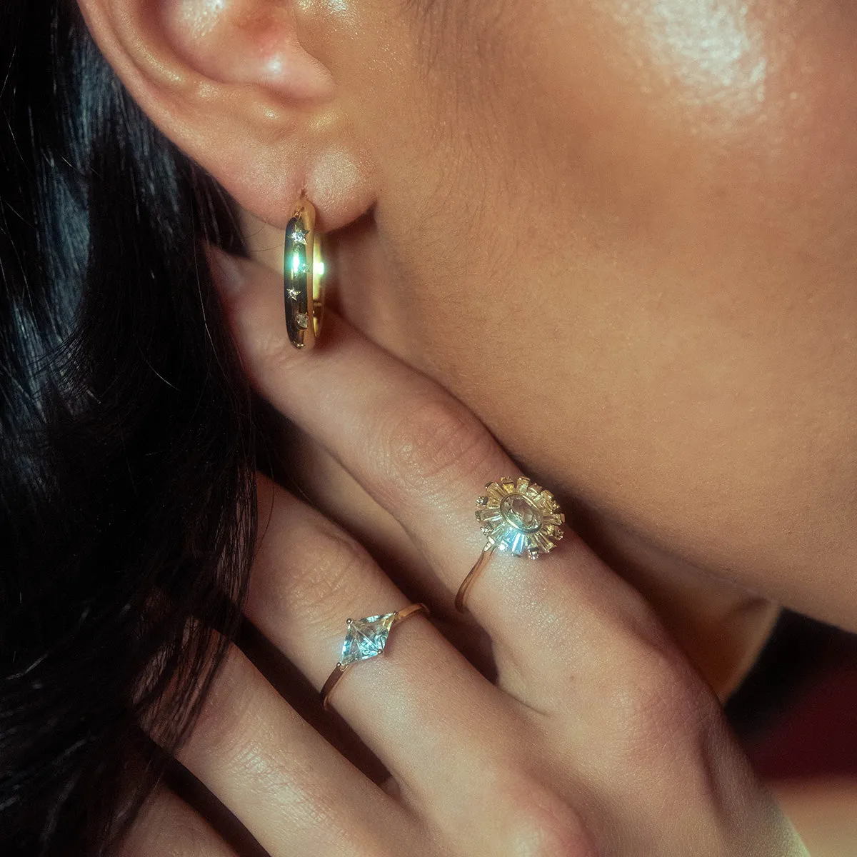 14k Radiant White Topaz Statement Ring