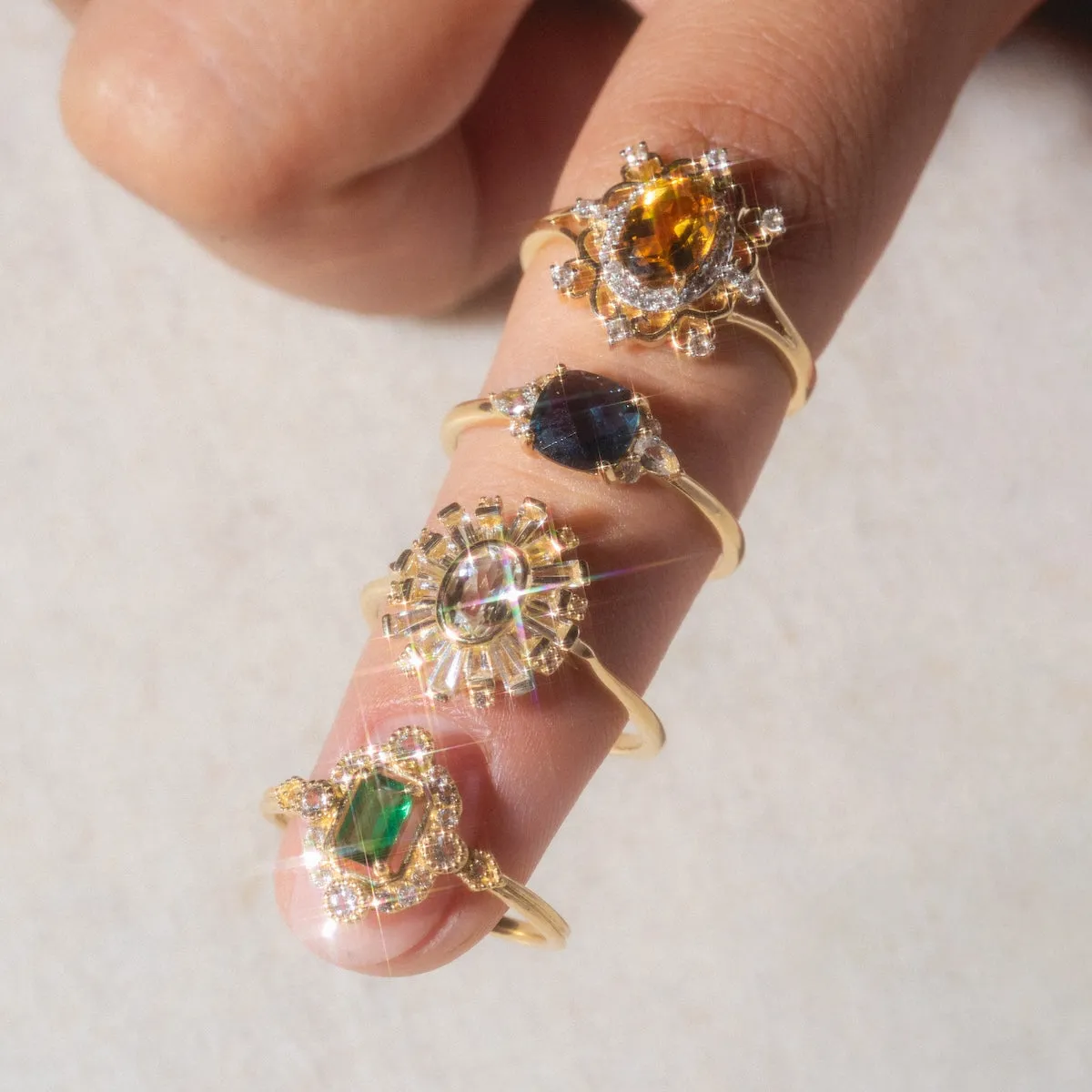 14k Radiant White Topaz Statement Ring