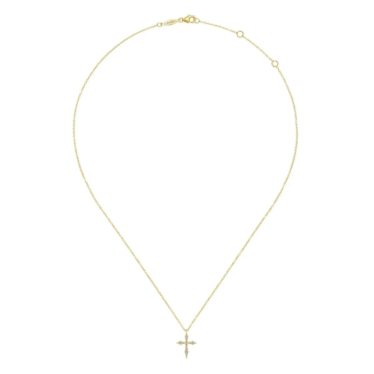14K Yellow Gold Sculpted Diamond Cross Pendant Necklace - NK5728Y45JJ