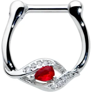 16 Gauge 1/4 Clear Red Gem Swirling Oval Cartilage Clicker
