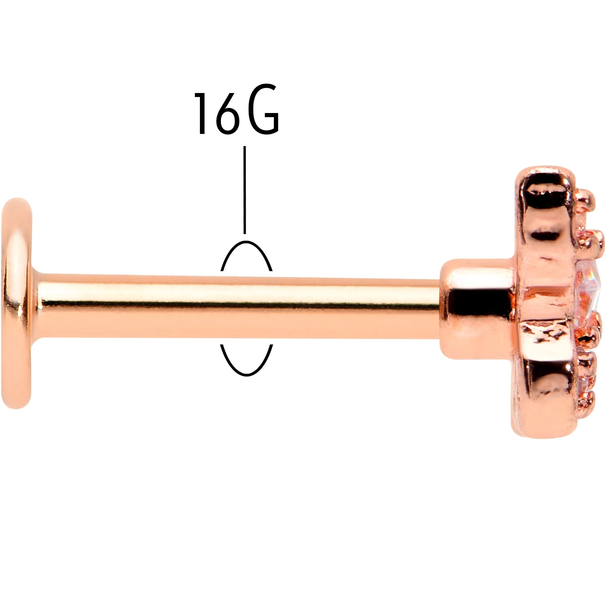 16 Gauge 5/16 Clear Gem Rose Gold Tone Opulent Butterfly Labret Tragus