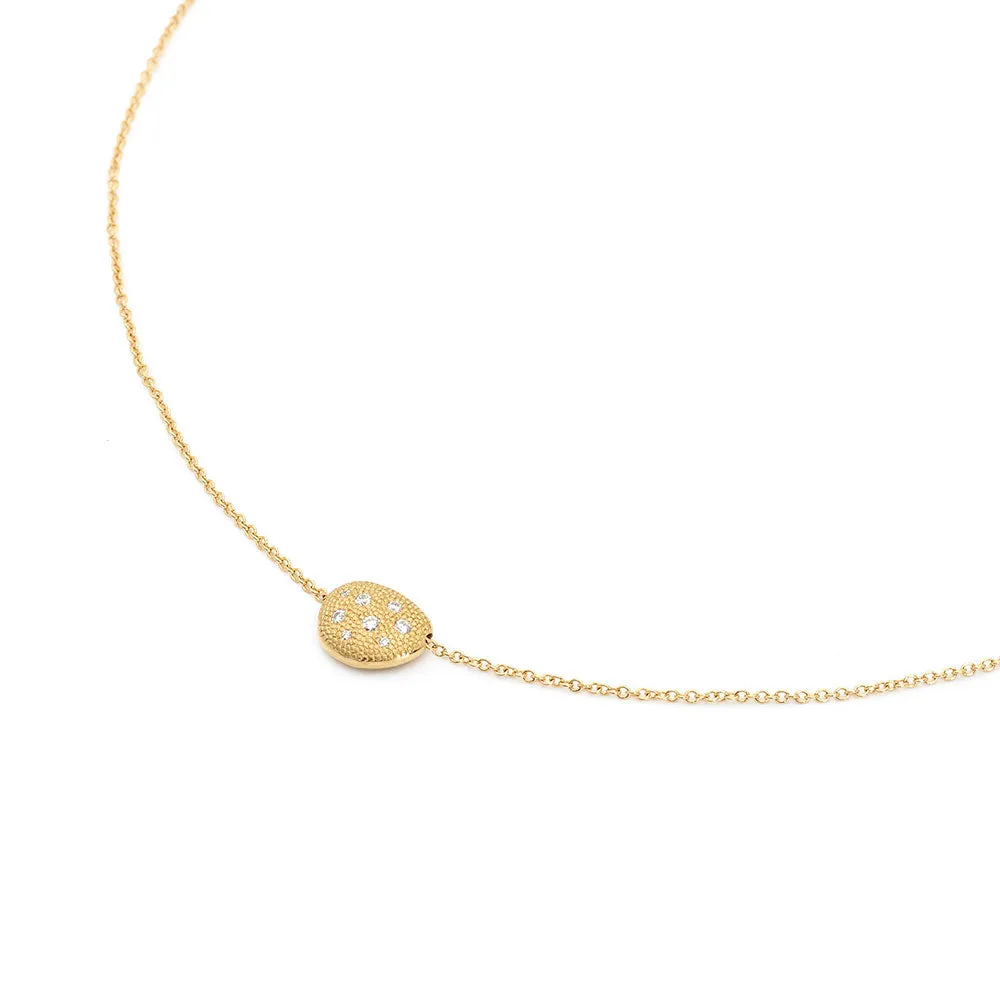 18 Karat Yellow Gold Diamond Petal Slider Necklace