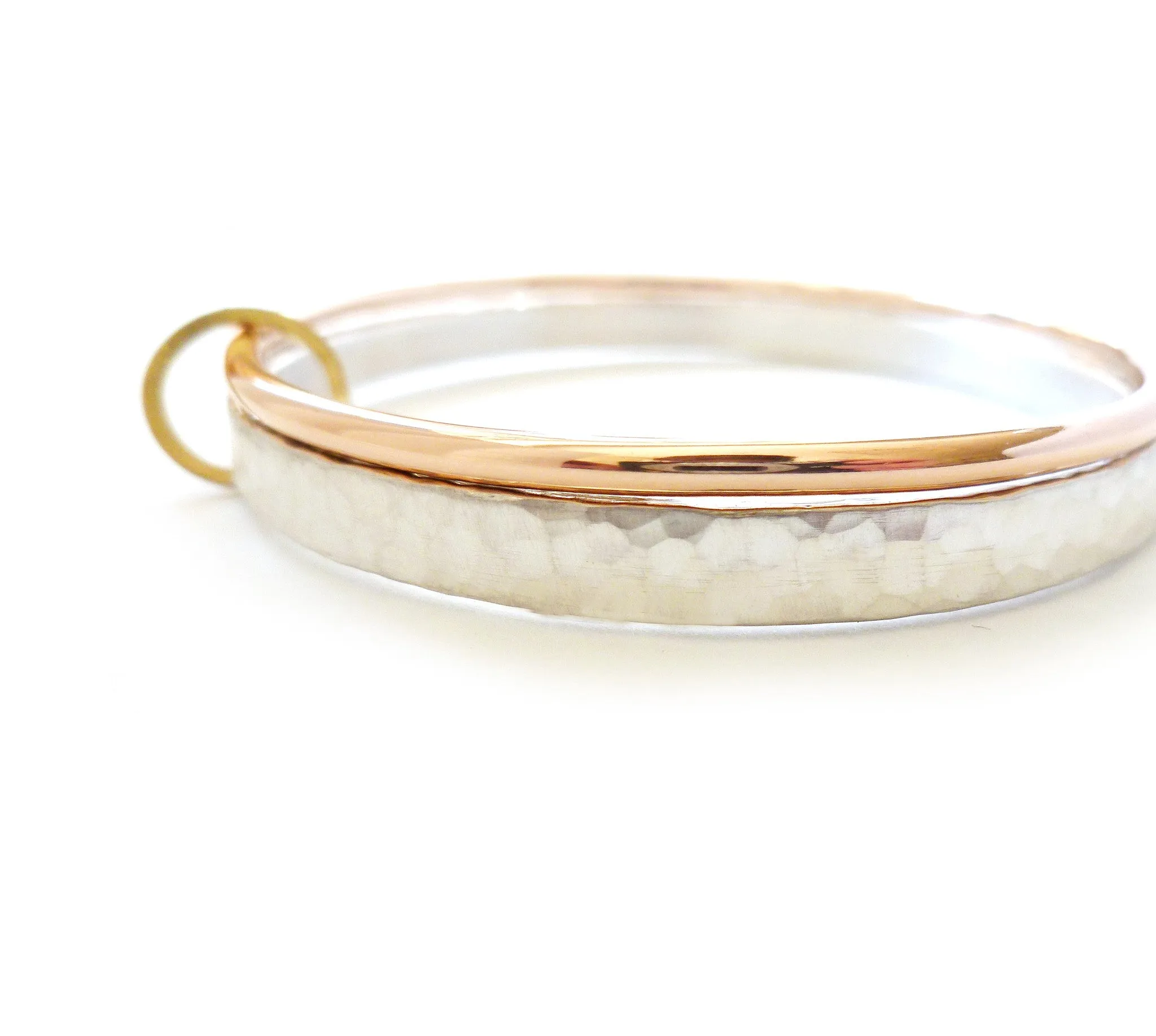 18ct rose gold and silver bangle