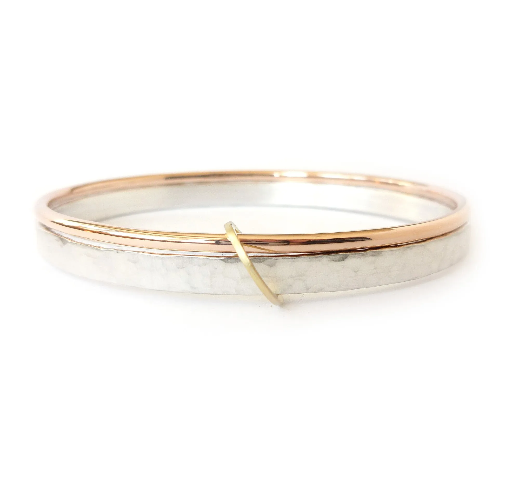 18ct rose gold and silver bangle