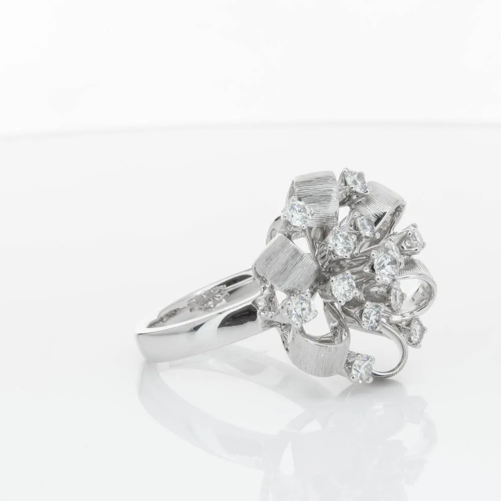 18ct White Gold .79ct Diamond Cluster Ring