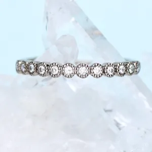 18ct White Gold Milgrain Diamond Half Eternity Ring