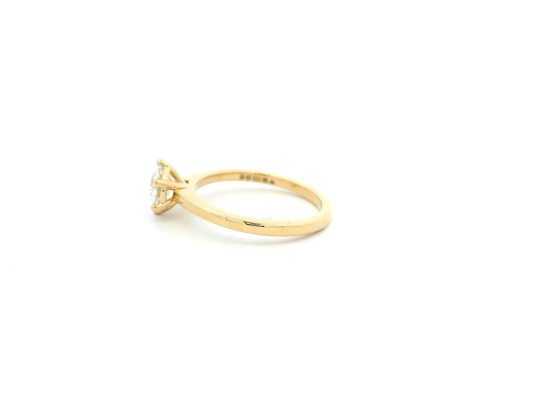 18ct Yellow Gold Lab Grown Diamond Ring – Round Centre, Six Claw Setting | Size - N