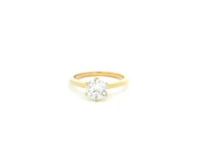 18ct Yellow Gold Lab Grown Diamond Ring – Round Centre, Six Claw Setting | Size - N