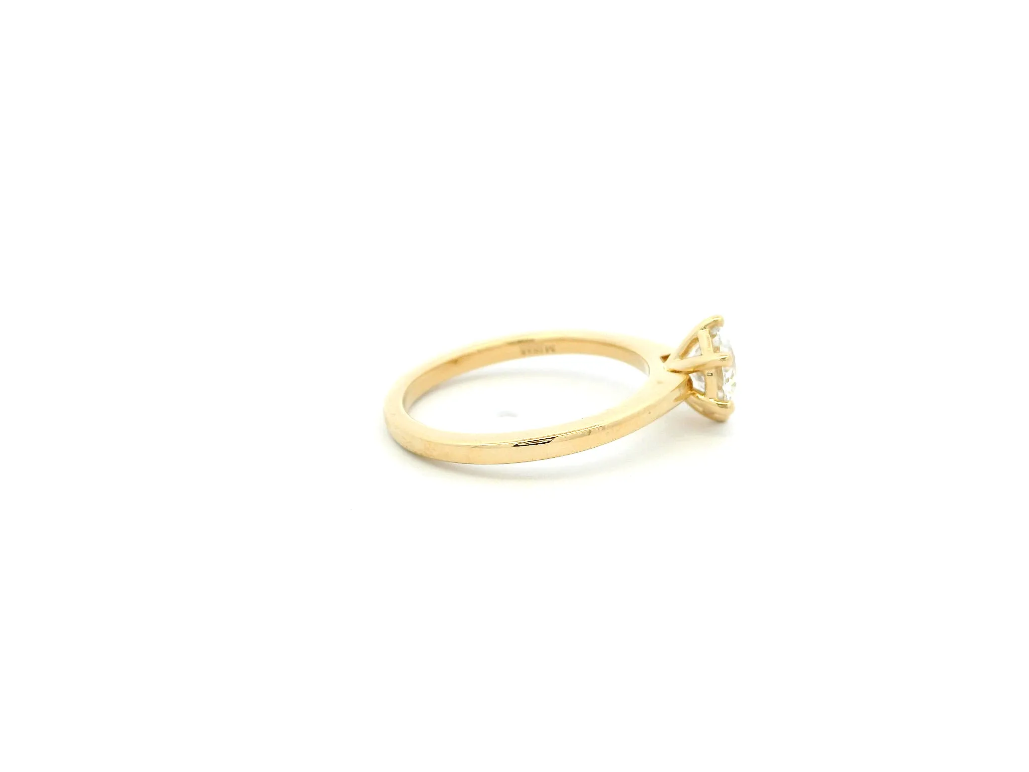 18ct Yellow Gold Lab Grown Diamond Ring – Round Centre, Six Claw Setting | Size - N