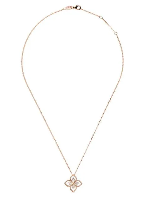 18kt rose gold Princess Flower diamond pendant necklace