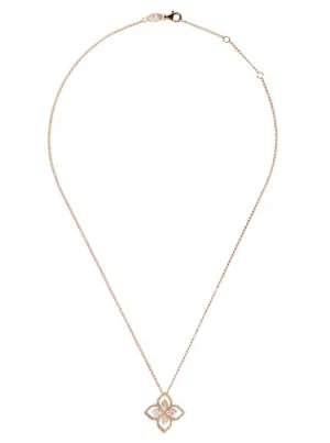 18kt rose gold Princess Flower diamond pendant necklace
