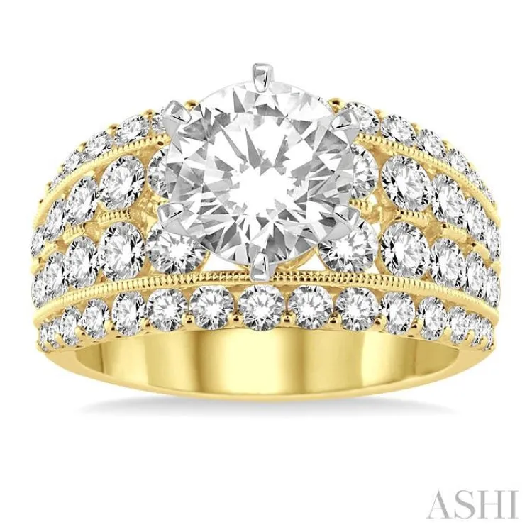 2 1/10 Ctw Diamond Semi-Mount Engagement Ring in 14K Yellow and White Gold
