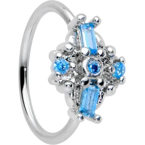 20 Gauge 5/16 Blue Gem Opulent Cross Nose Hoop