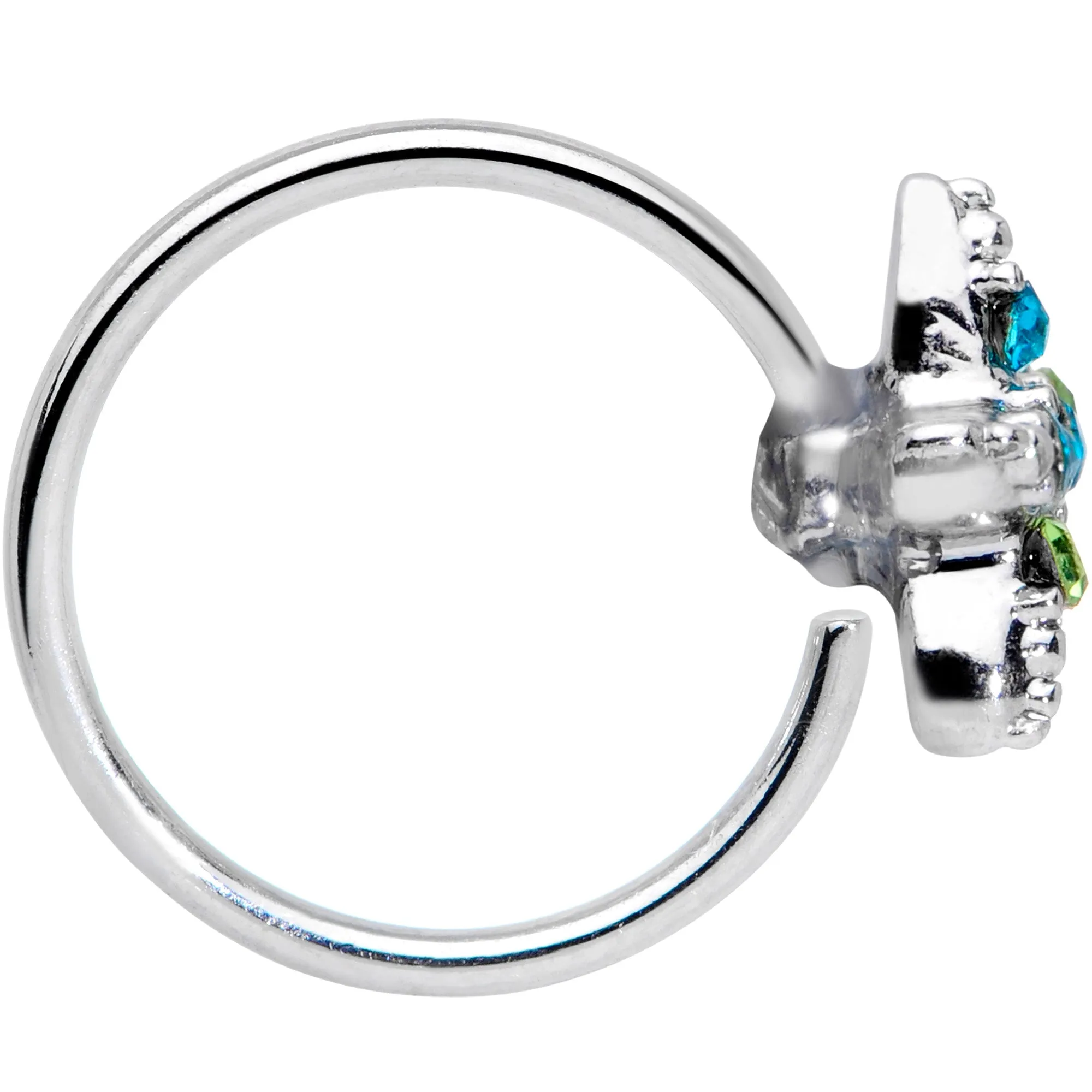 20 Gauge 5/16 Clear Blue Green Gem Glam Starfish Nose Hoop