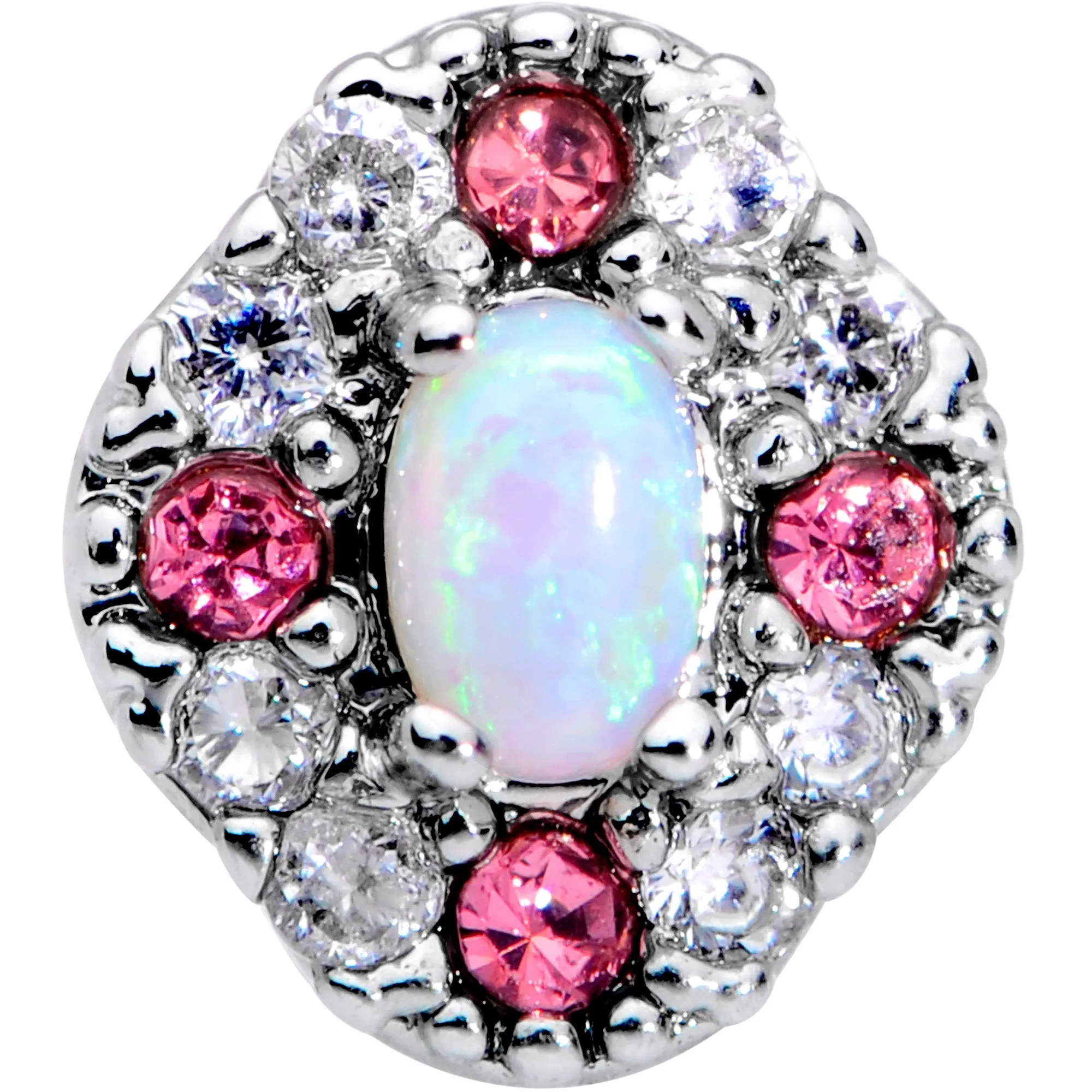 20 Gauge 5/16 White Synthetic Opal Glam Oval Nose Bone