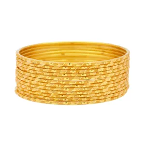 22K Yellow Gold Thin Bangles Set of Twelve, 59.5 Grams