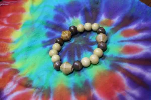 3 Bi-cone Wood Bead Bracelet by Theiss Tye Dye Studio