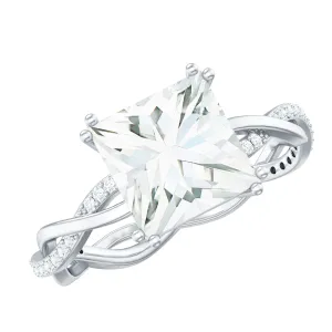3 CT Princess Cut Solitaire Moissanite Braided Ring in Double Prong Setting