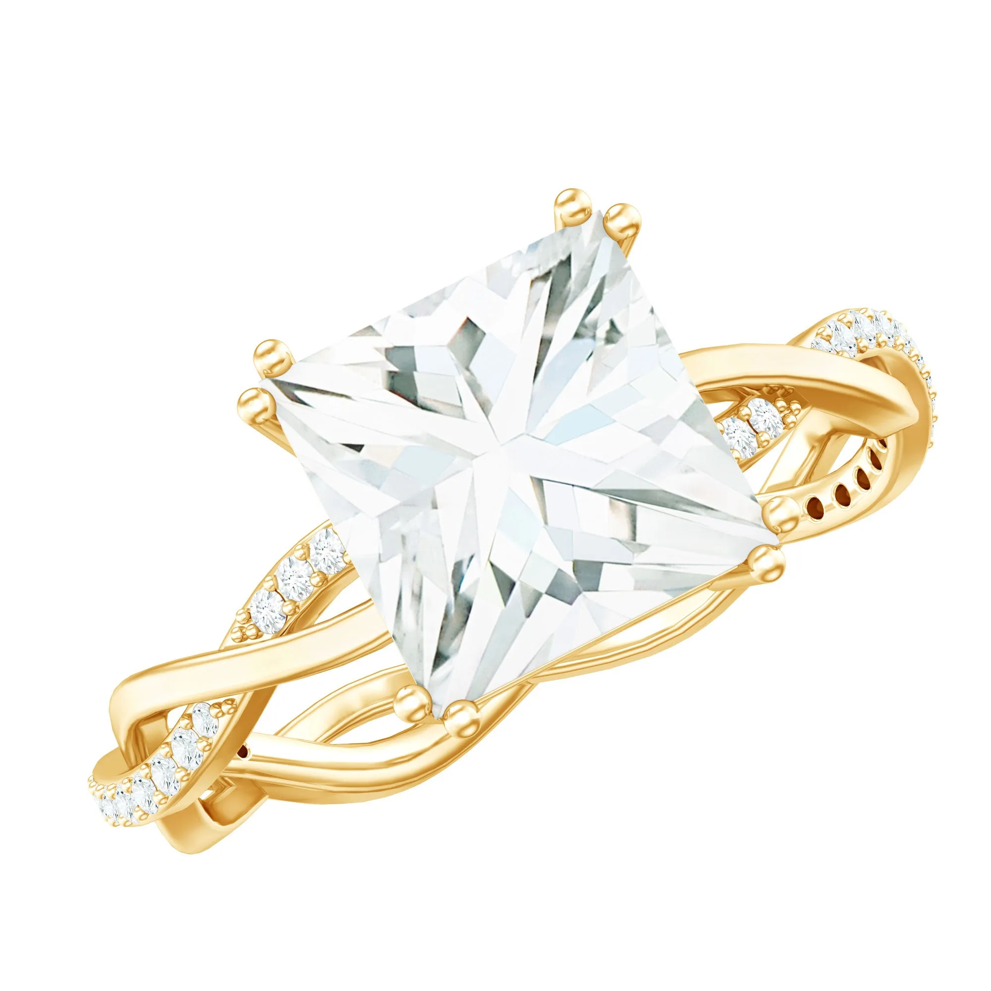 3 CT Princess Cut Solitaire Moissanite Braided Ring in Double Prong Setting