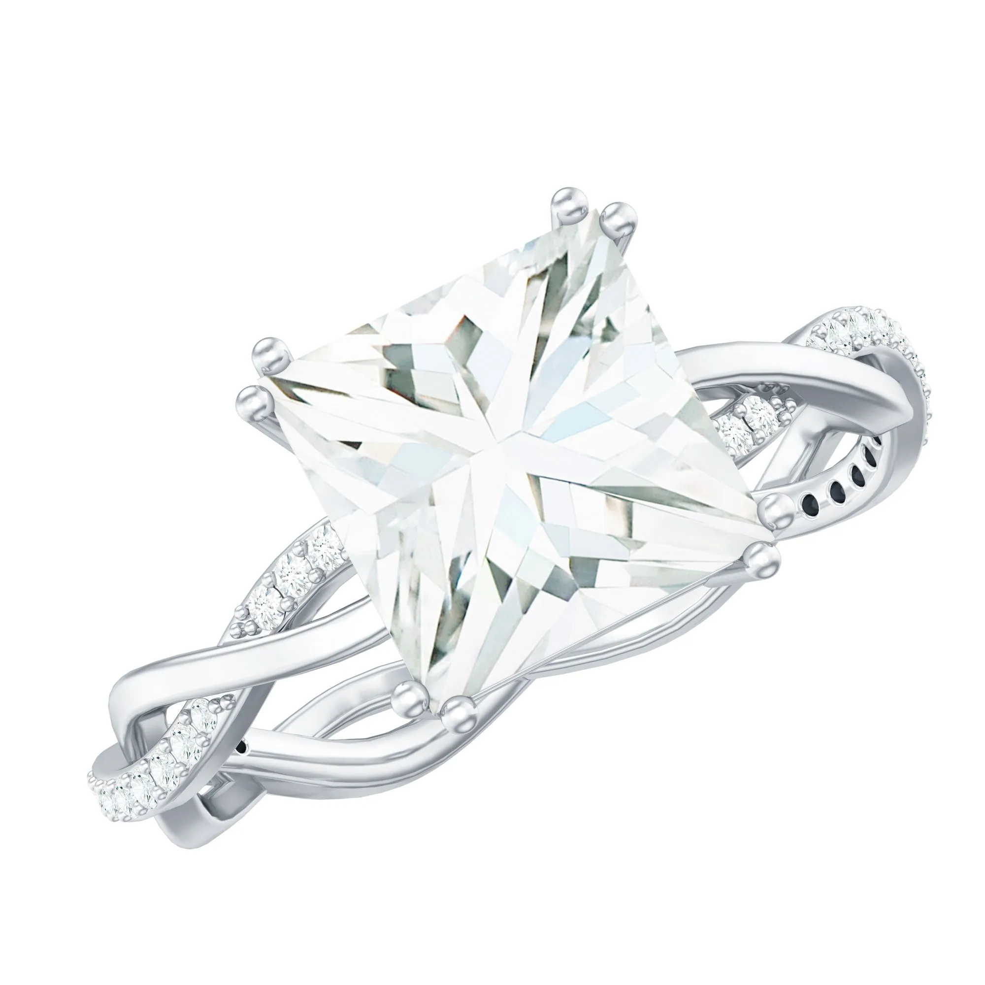 3 CT Princess Cut Solitaire Moissanite Braided Ring in Double Prong Setting