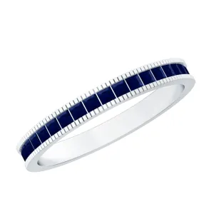 3/4 CT Blue Sapphire Half Eternity Band Ring in Channel Setting