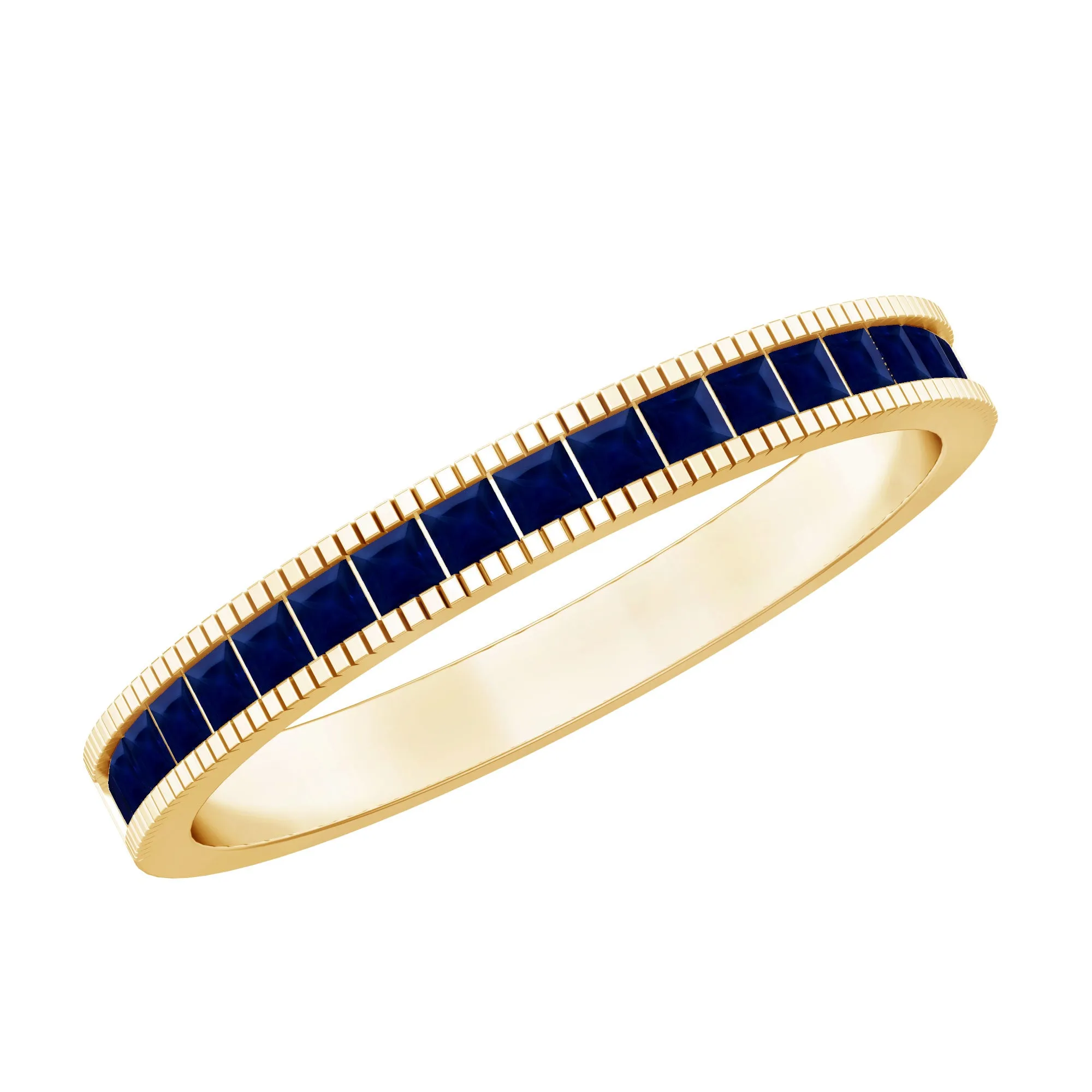 3/4 CT Blue Sapphire Half Eternity Band Ring in Channel Setting