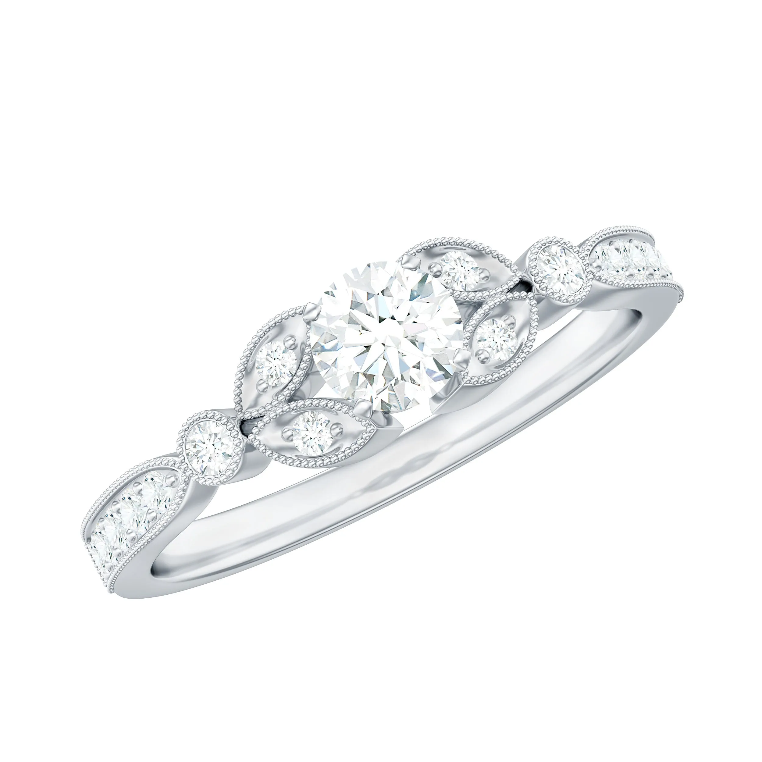 3/4 CT Vintage Inspired Zircon Engagement Ring in Gold