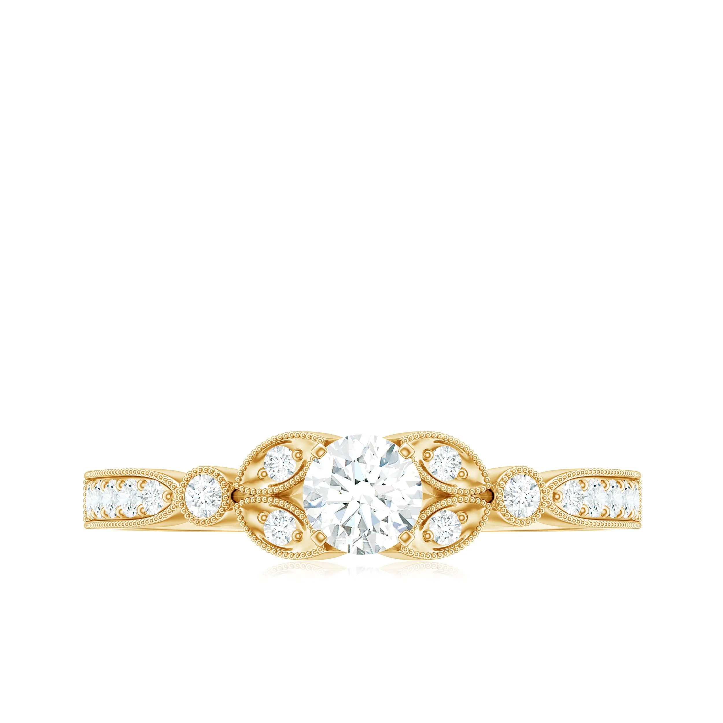 3/4 CT Vintage Inspired Zircon Engagement Ring in Gold