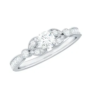 3/4 CT Vintage Inspired Zircon Engagement Ring in Gold