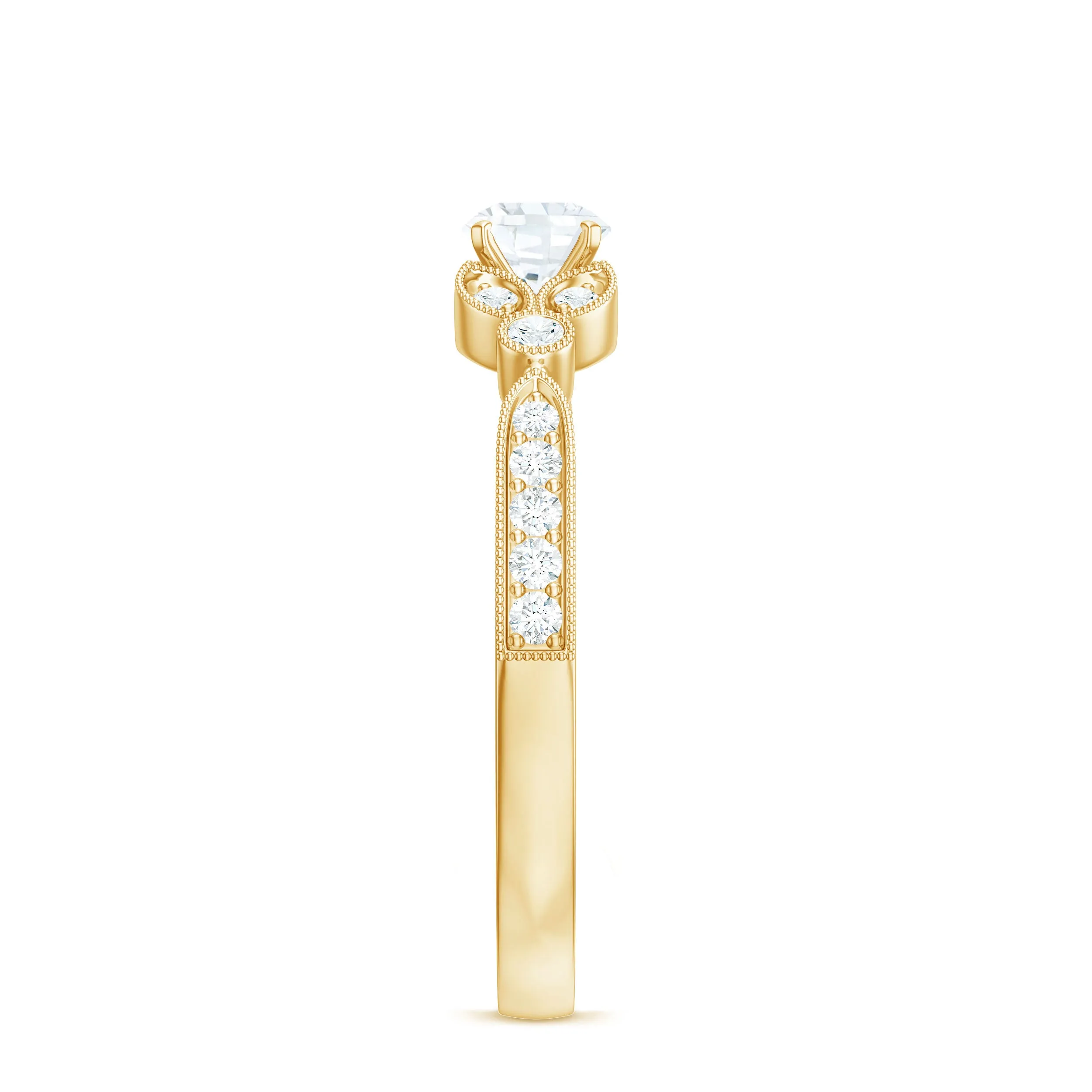 3/4 CT Vintage Inspired Zircon Engagement Ring in Gold