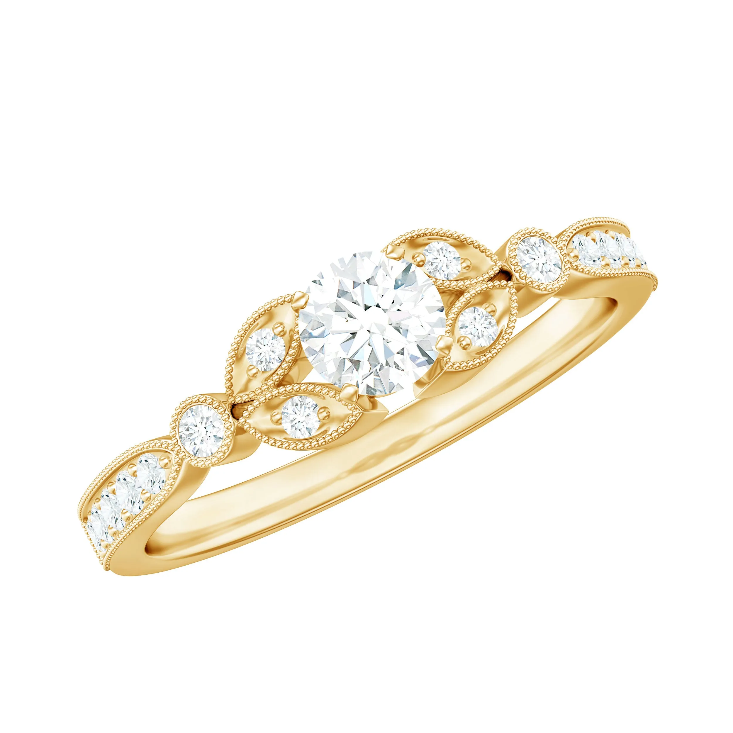 3/4 CT Vintage Inspired Zircon Engagement Ring in Gold