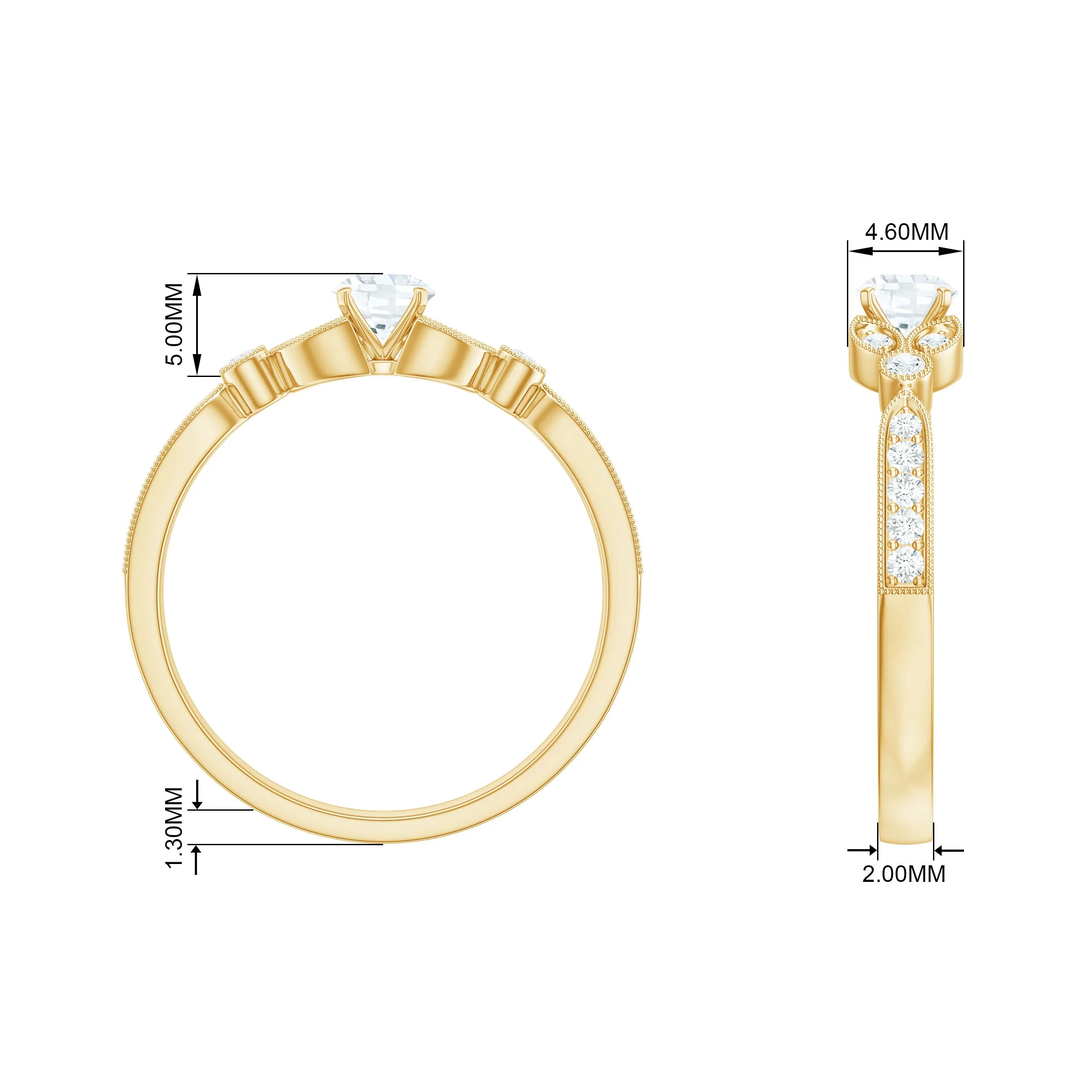 3/4 CT Vintage Inspired Zircon Engagement Ring in Gold