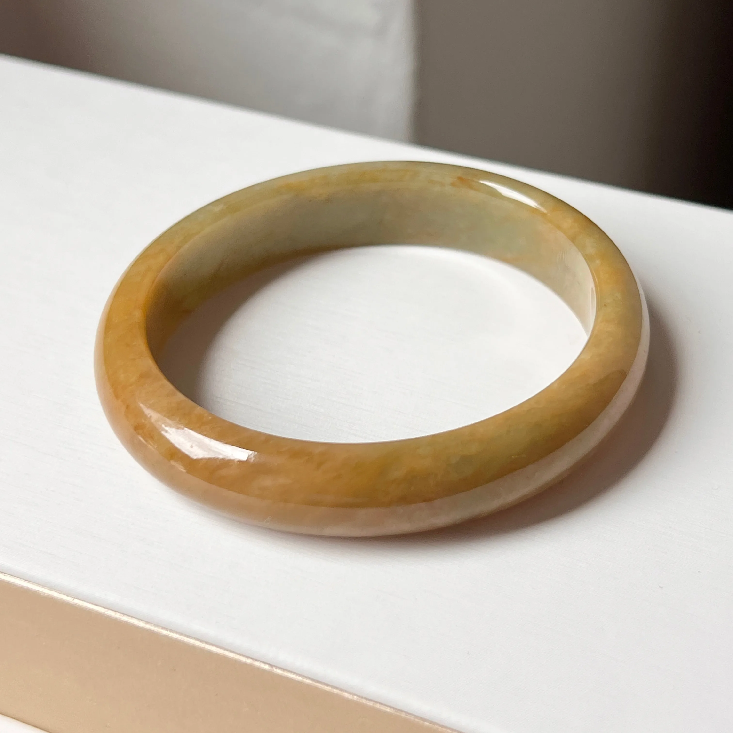 52.5mm A-Grade Natural Russet Jadeite Modern Oval Bangle No. 152009