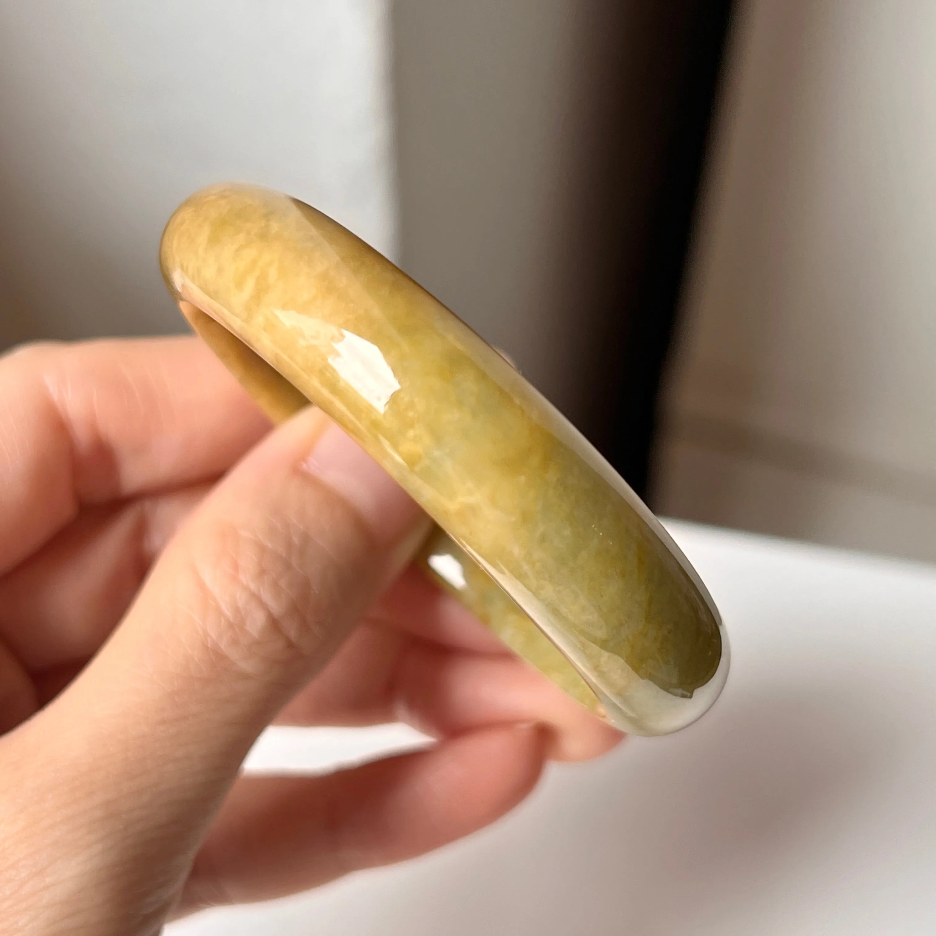 52.5mm A-Grade Natural Russet Jadeite Modern Oval Bangle No. 152009