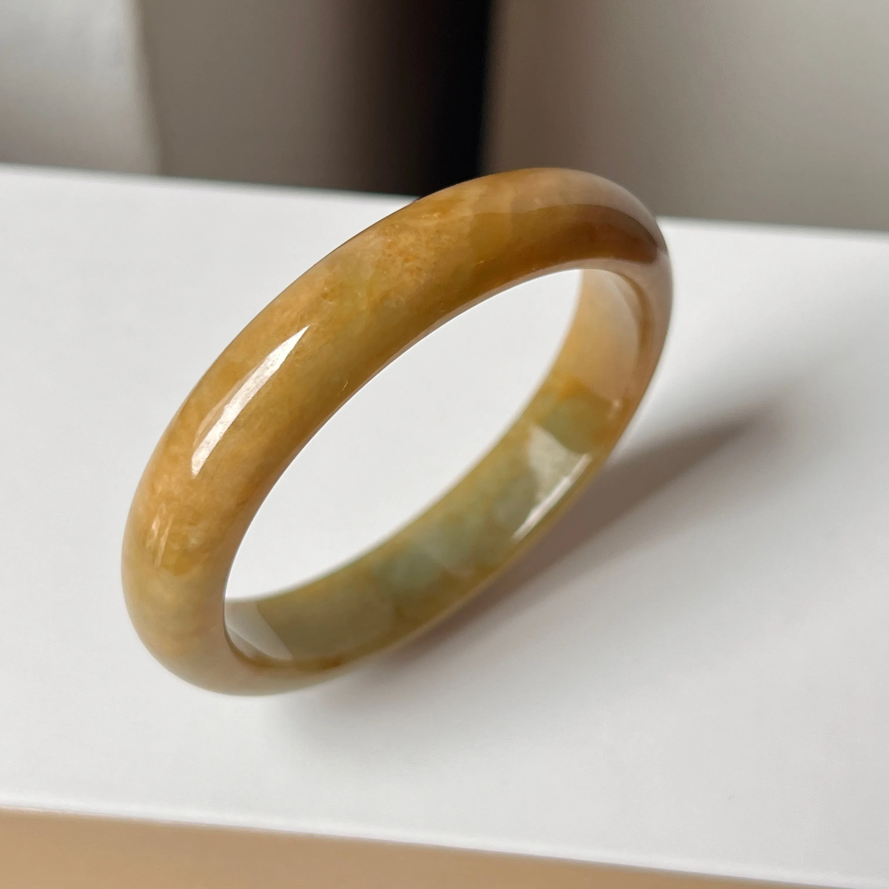 52.5mm A-Grade Natural Russet Jadeite Modern Oval Bangle No. 152009