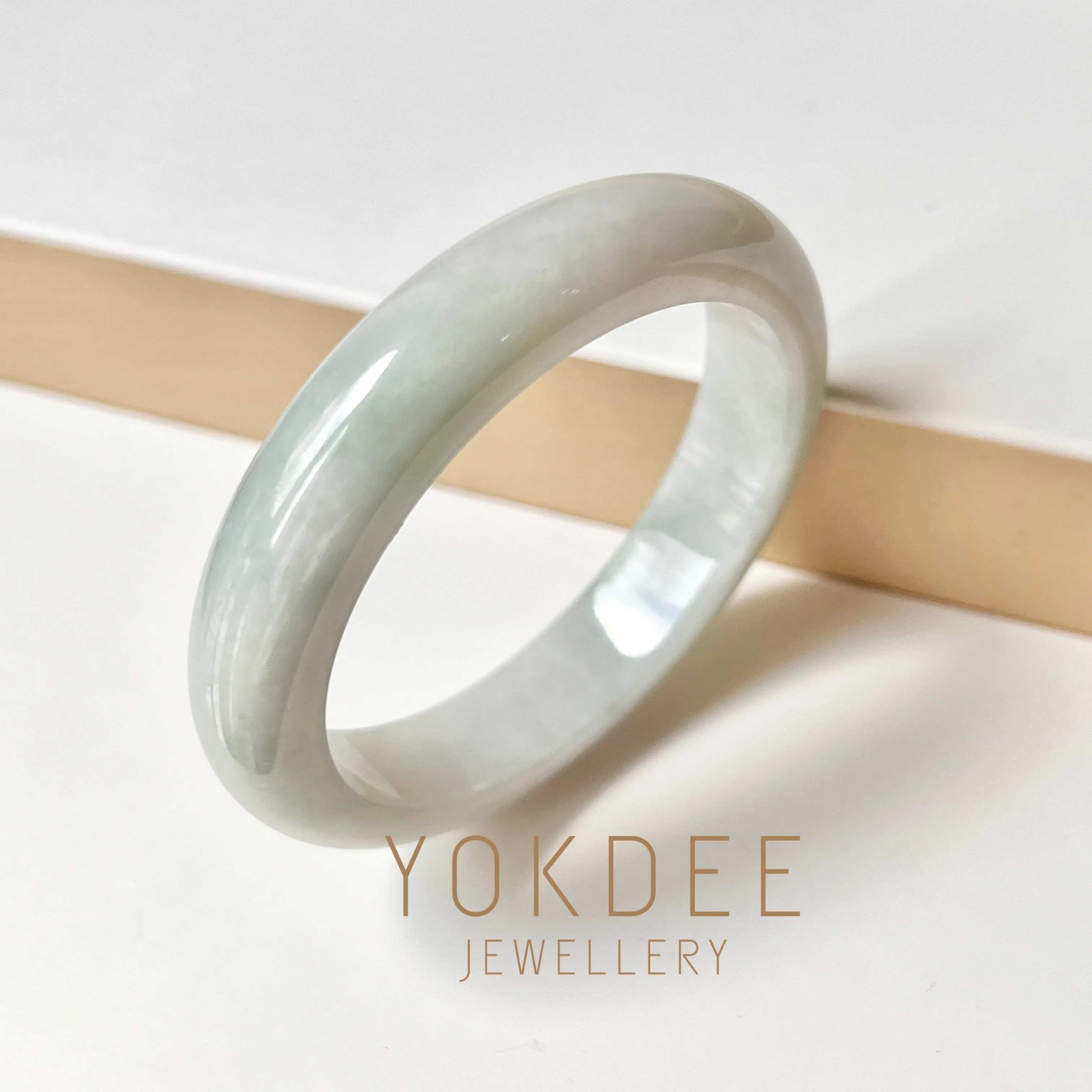 57.3mm A-Grade Natural Lilac Bluish Green Jadeite Modern Round Bangle No. 152001