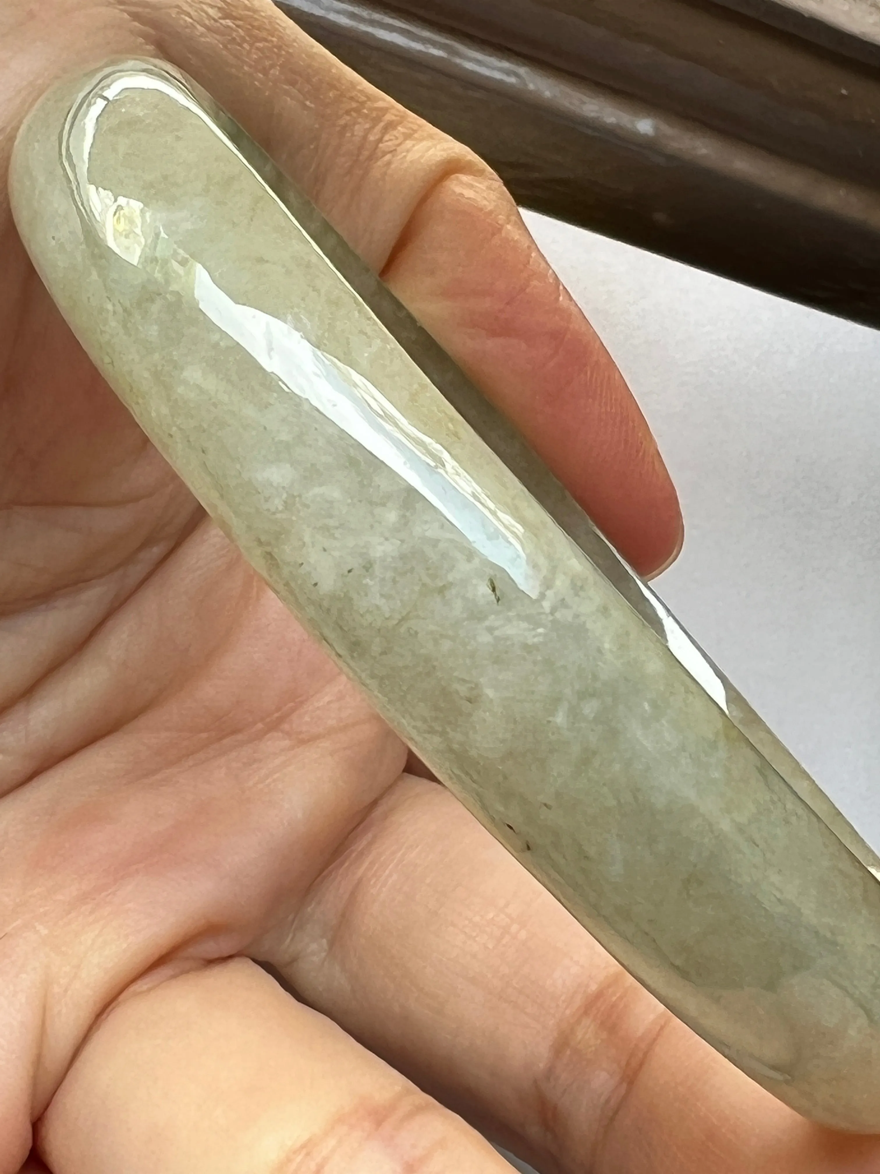 58mm A-Grade Natural Jadeite Modern Oval Bangle No.151008