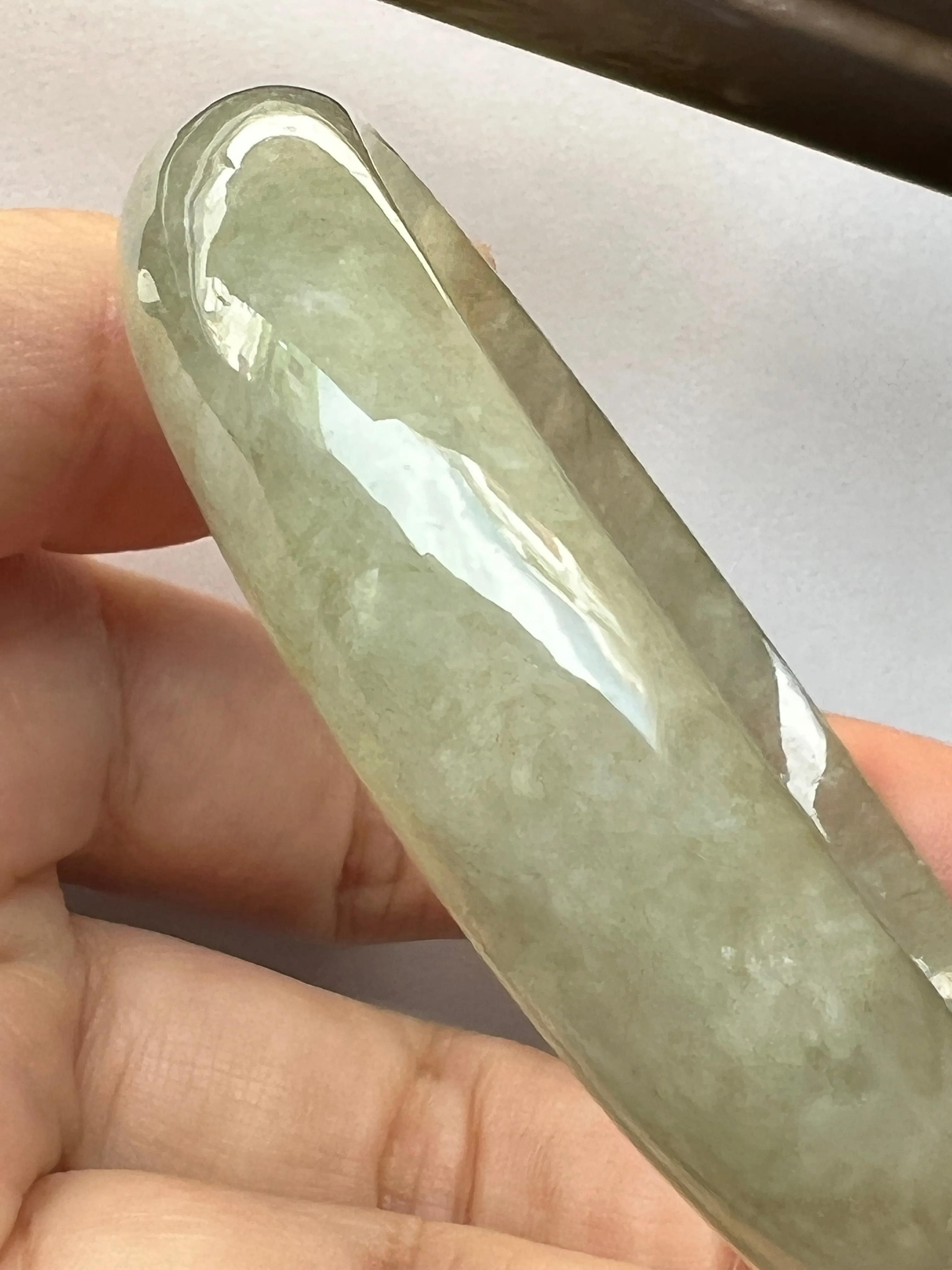 58mm A-Grade Natural Jadeite Modern Oval Bangle No.151008