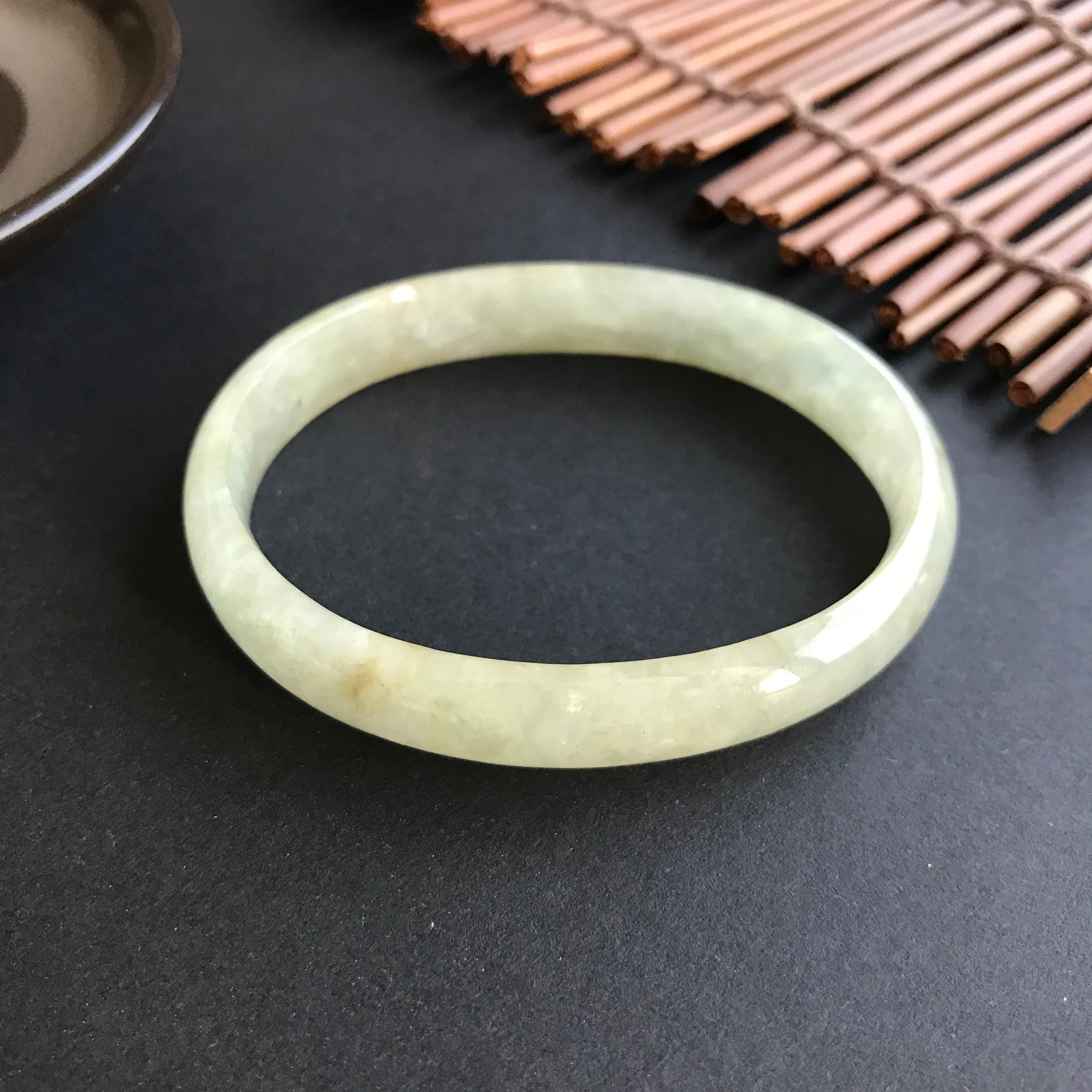 58mm A-Grade Natural Jadeite Modern Oval Bangle No.151008