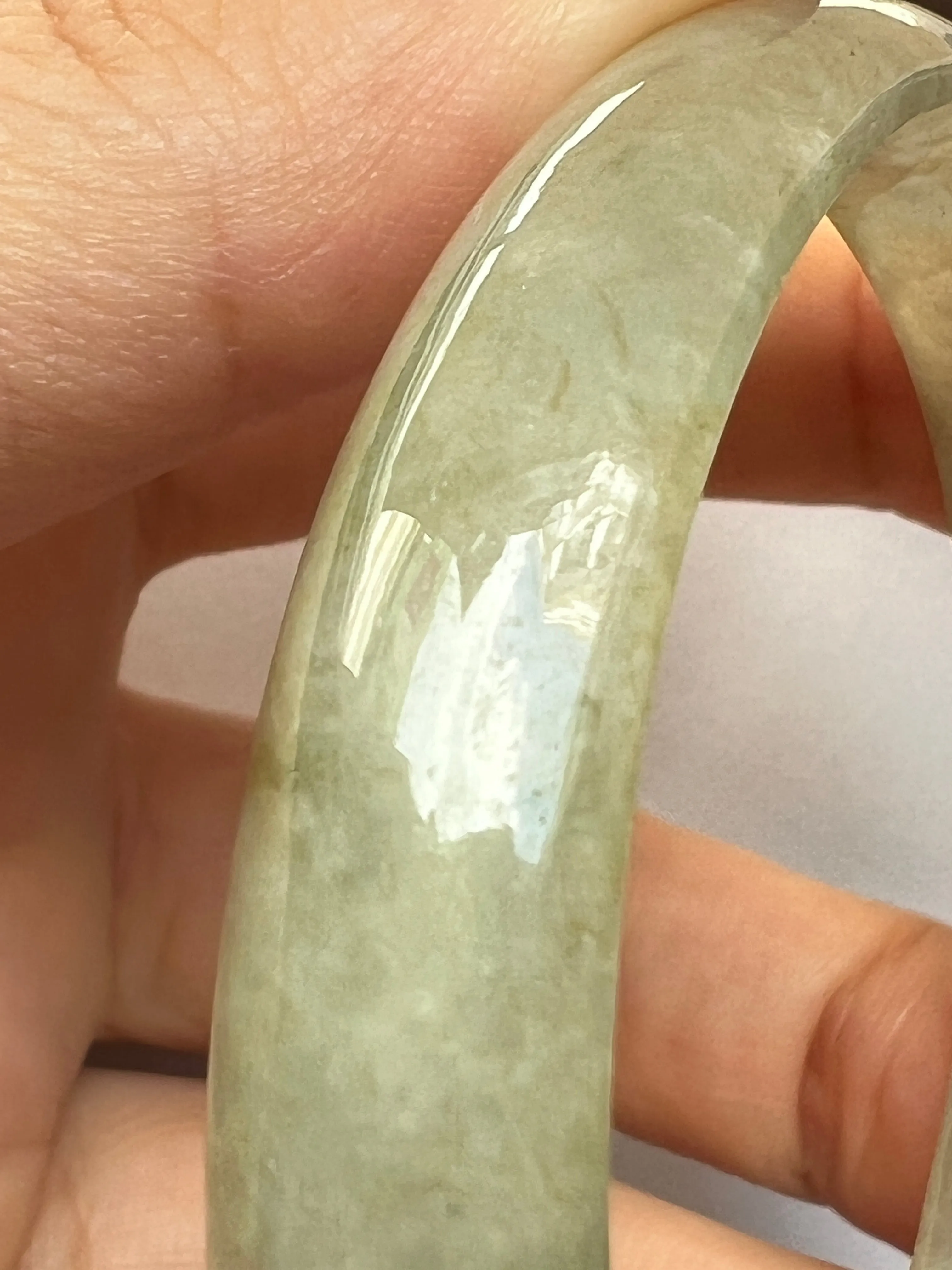 58mm A-Grade Natural Jadeite Modern Oval Bangle No.151008
