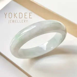 58mm A-Grade Natural Lavender Green Jadeite Modern Round Bangle No.152000