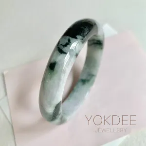 59.5mm A-Grade Natural Bluish Floral Modern Round Bangle No. 600173